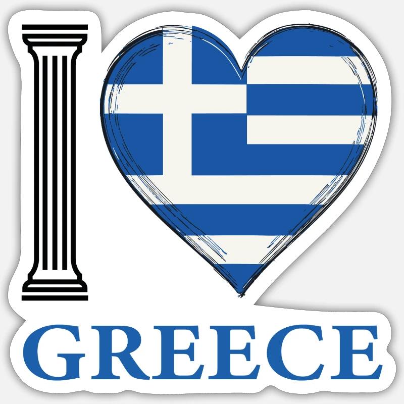 J’adore la Grèce - Sticker taille S (10 x 10 cm) - blanc mat