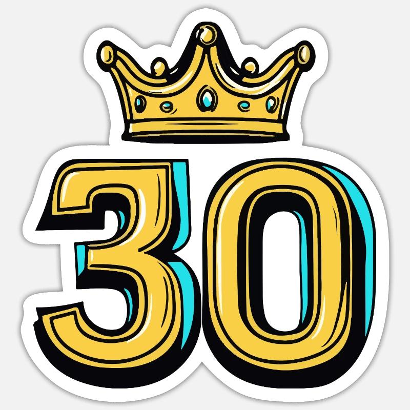 30 Number Crown - Sticker size S (10 x 10 cm) - white matte