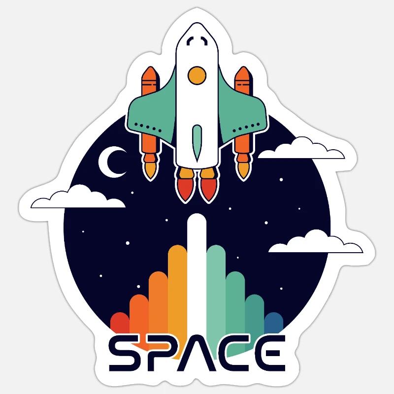 Raum und retro - Sticker Größe S (10 x 10 cm) - Mattweiß