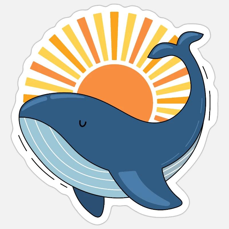 Wal und sonne - Sticker Größe S (10 x 10 cm) - Mattweiß