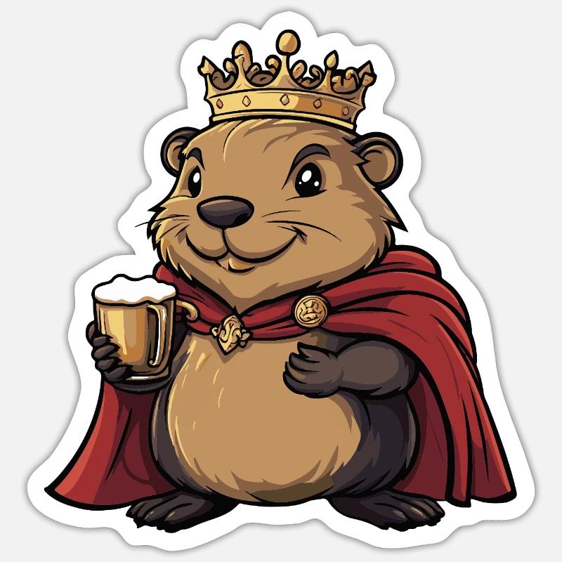 Biber Bier Lustig - Sticker Größe S (10 x 10 cm) - Mattweiß