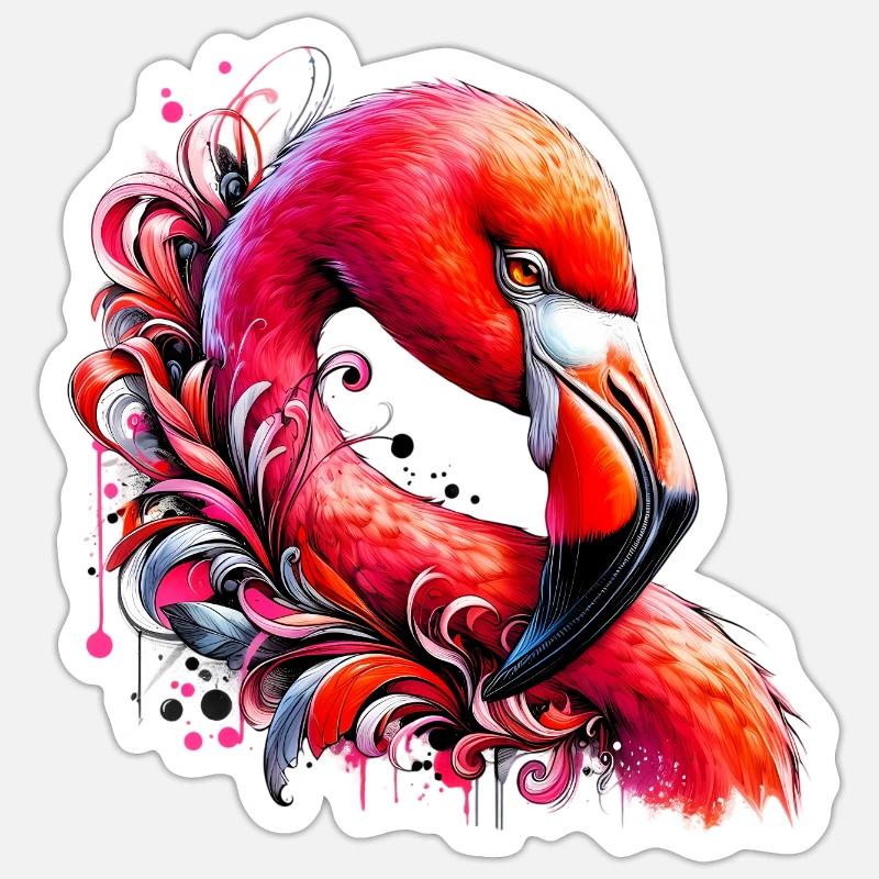 Flamingo - Sticker Größe S (10 x 10 cm) - Mattweiß