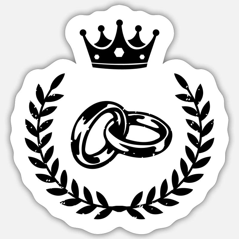 Wedding Rings Crown - Sticker size S (10 x 10 cm) - white matte