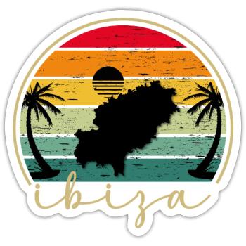IBIZA - Sundown - Sonnenuntergang - Vintage Sunset - Sticker Größe S (10 x 10 cm) - Mattweiß - Vorne