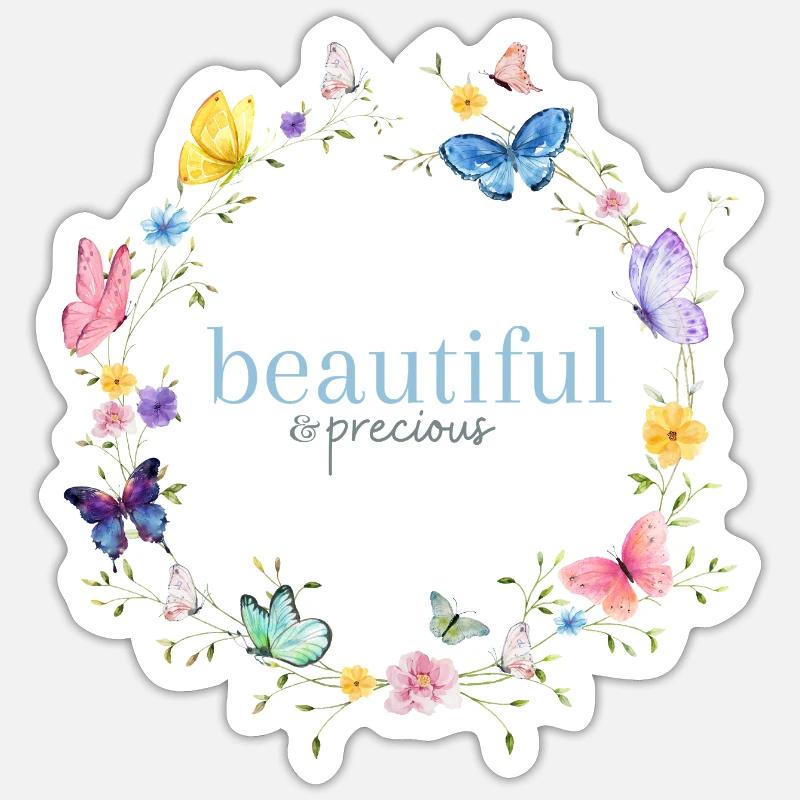 precious & beautiful - Sticker Größe S (10 x 10 cm) - Mattweiß