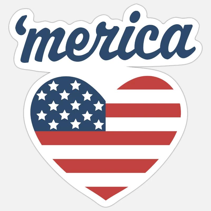 "Merica - Sticker Größe S (10 x 10 cm) - Mattweiß