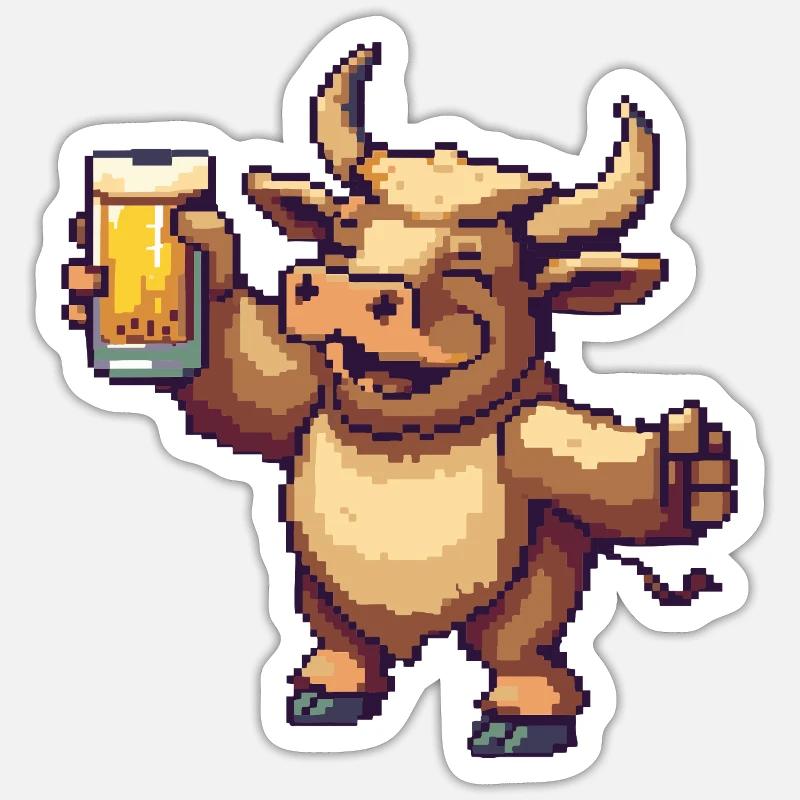 Taurus Pixel Beer Sticker size S (10 x 10 cm)