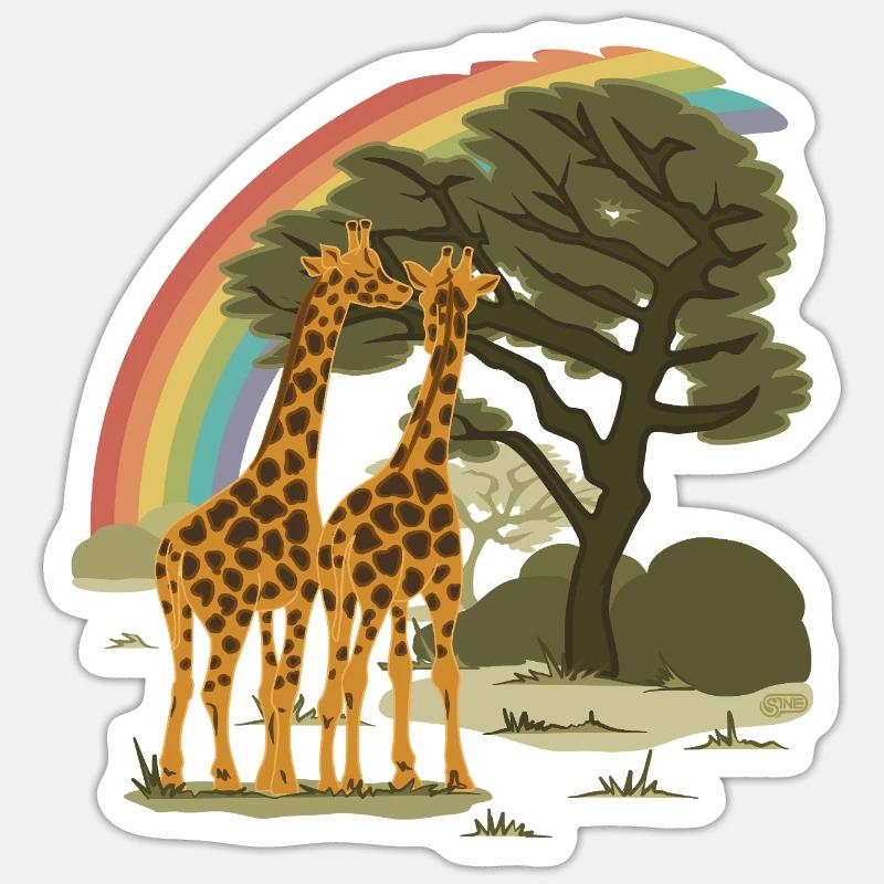 Pride-Giraffen - Sticker Größe S (10 x 10 cm) - Mattweiß