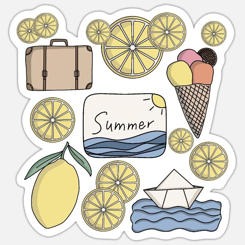 Été - Sticker taille S (10 x 10 cm) - blanc mat