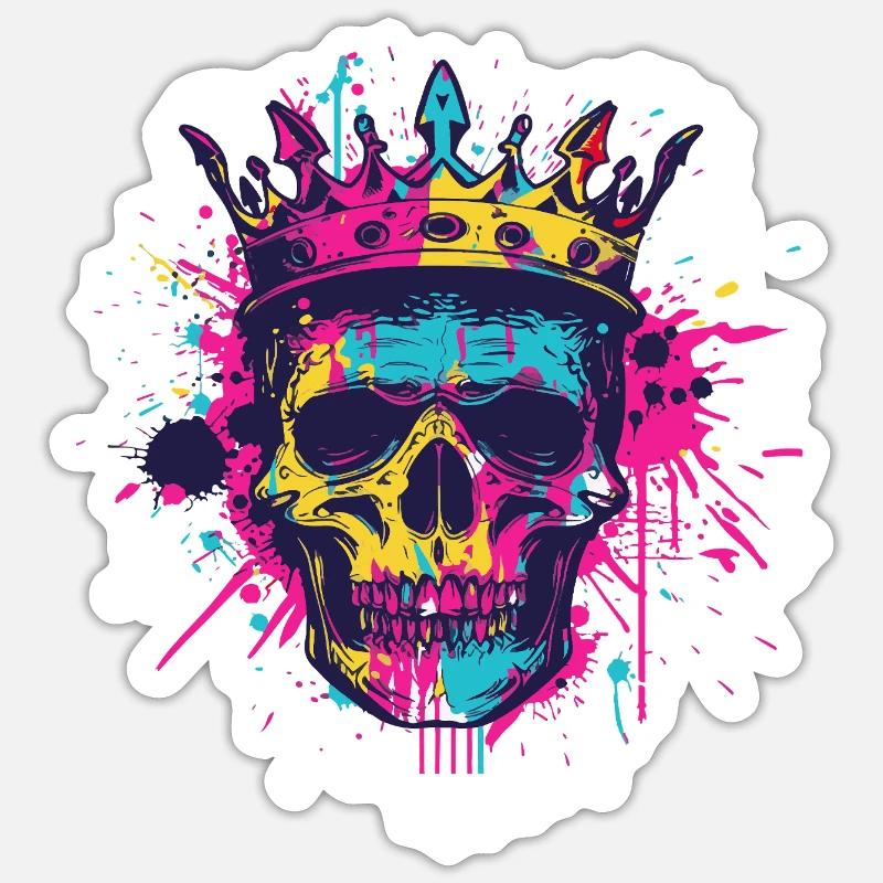 King Skull Crown - Sticker size S (10 x 10 cm) - white matte