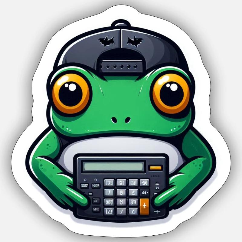 Frosch mit Taschenrechner - Sticker Größe S (10 x 10 cm) - Mattweiß