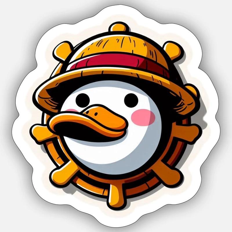 Ente mit Strohhut - Sticker Größe S (10 x 10 cm) - Mattweiß