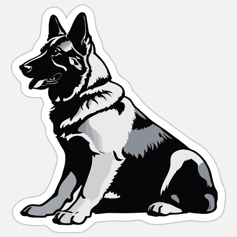 Sitting German Shepherd - Pet Sticker - Sticker Größe S (10 x 10 cm) - Mattweiß