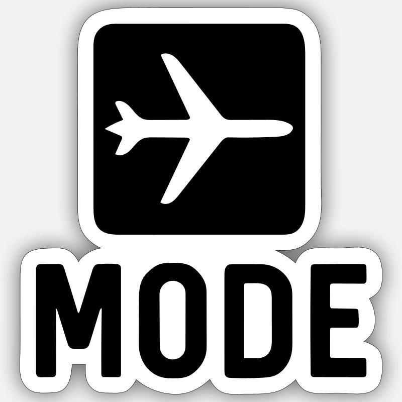 mode avion - Sticker taille S (10 x 10 cm) - blanc mat