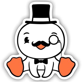 Sir Vogel Zylinder Hut Monokel Brille reicher Herr - Sticker Größe S (10 x 10 cm) - Mattweiß - Vorne