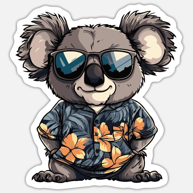 Koala Comic Cool Sommer Sticker Größe S (10 x 10 cm)