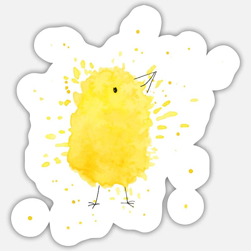 Kueken de Pâques - Sticker taille S (10 x 10 cm) - blanc mat