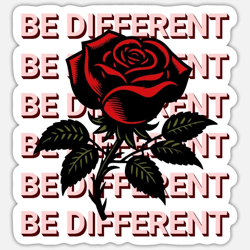 BE DIFFERENT – Red Rose Self-Love Positivity Sticker size S (10 x 10 cm)