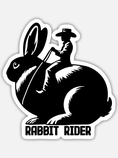 Rabbit Rider (text - no outline, 3-Color) - Sticker size S (10 x 10 cm) - white matte