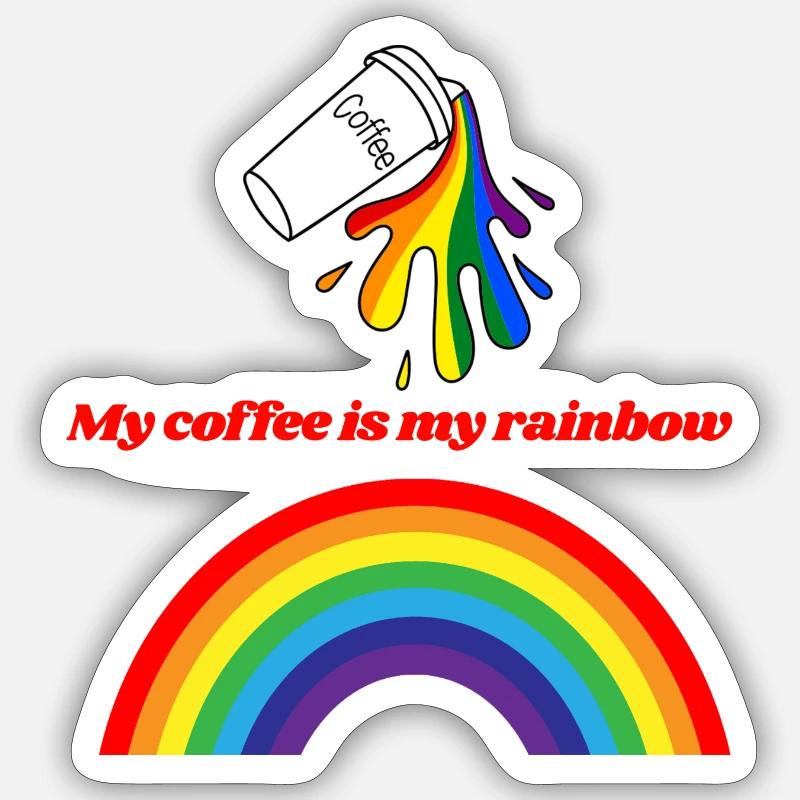 Rainbow Coffee Red Sticker size S (10 x 10 cm)