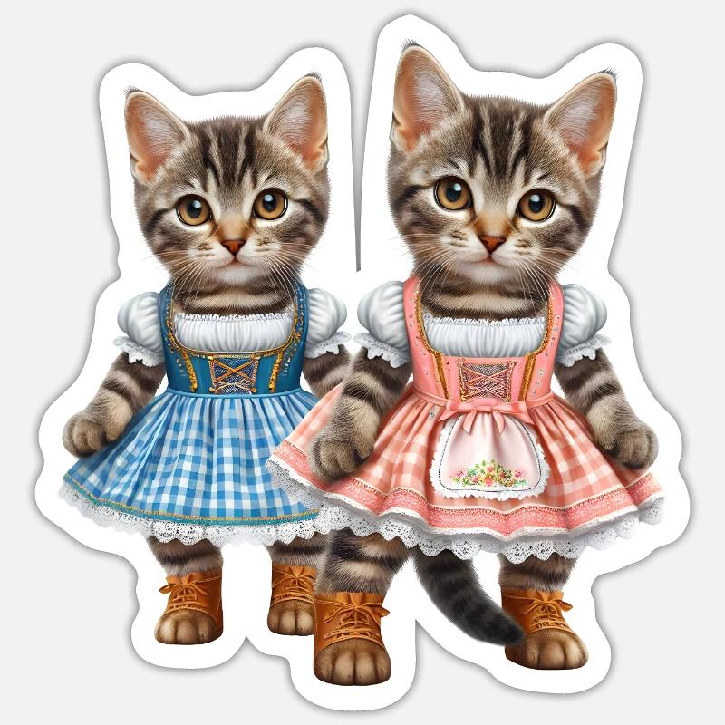 Dirndl kitties Sticker size S (10 x 10 cm)