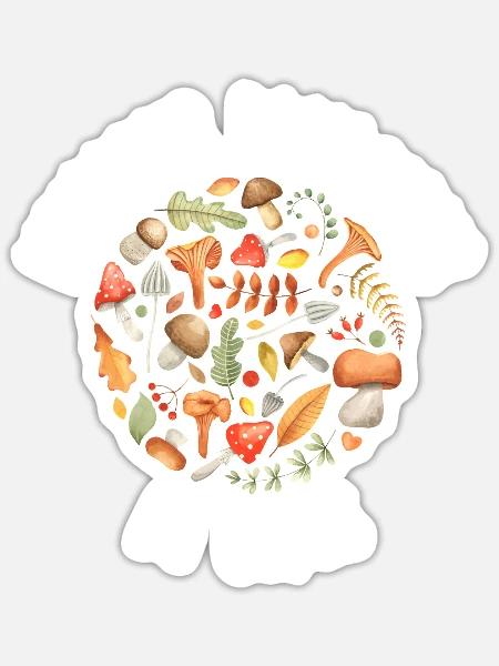 Steinpilz-Pilz-Sammler - Sticker Größe S (10 x 10 cm) - Mattweiß
