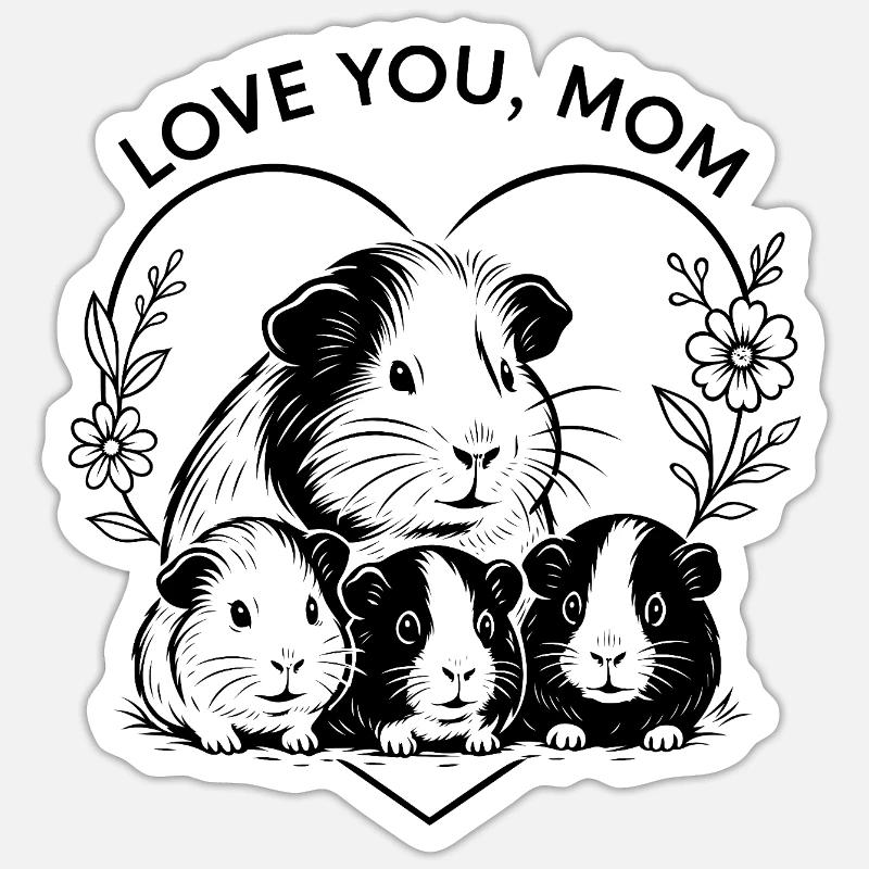 Meerschweinchen Mama Muttertag Geschenkidee Sticker Größe S (10 x 10 cm)