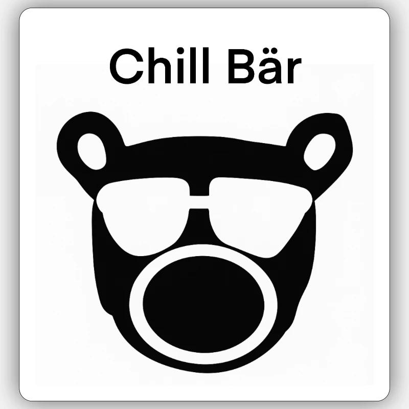 Chill Bär - Sticker Größe S (10 x 10 cm) - Mattweiß