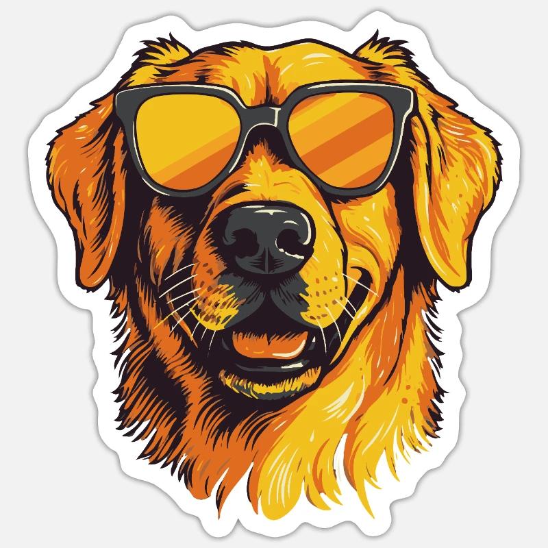 Golden Retriever with Sunglasses Sticker size S (10 x 10 cm)