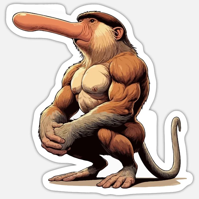 Proboscis monkey tough Sticker size S (10 x 10 cm)