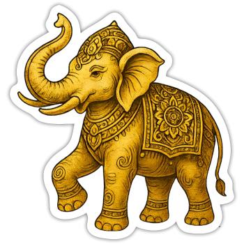 Golden Elephant - Sticker size S (10 x 10 cm) - white matte - Front