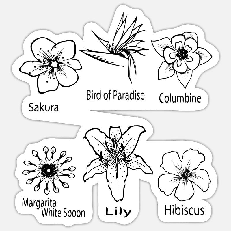 Types de fleurs Sticker taille S (10 x 10 cm)