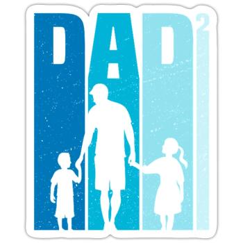 Cadeau Papa Fils et Fille - Sticker taille S (10 x 10 cm) - blanc mat - Devant