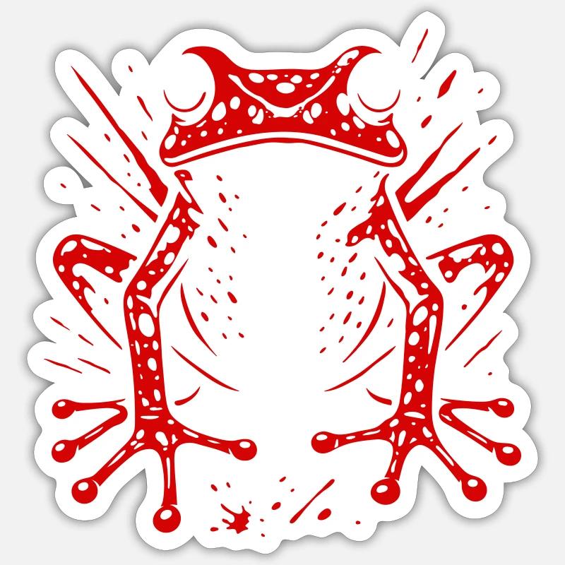 Frosch Erdbeerfrosch Roter Pfeilgiftfrosch - Sticker Größe S (10 x 10 cm) - Mattweiß