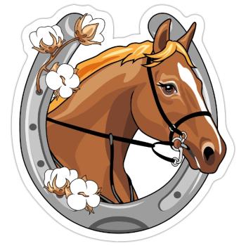 Tête de cheval avec une crinière rouge dans un cadre - Sticker taille S (10 x 10 cm) - blanc mat - Devant
