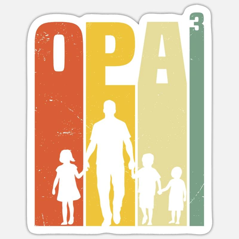 Opa hoch 3 dreifacher Opa werdender Opa Enkel - Sticker Größe S (10 x 10 cm) - Mattweiß