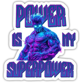 Superpower Fitness Motif – Power in the Gym - Sticker size S (10 x 10 cm) - white matte - Front
