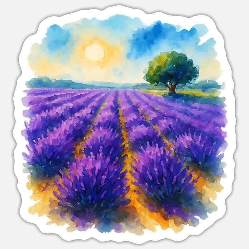 Champ de lavande Sticker taille S (10 x 10 cm)