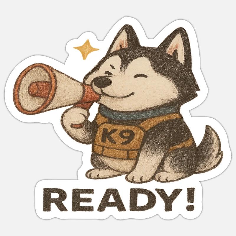 Huskies de Sibérie - Sticker taille S (10 x 10 cm) - blanc mat