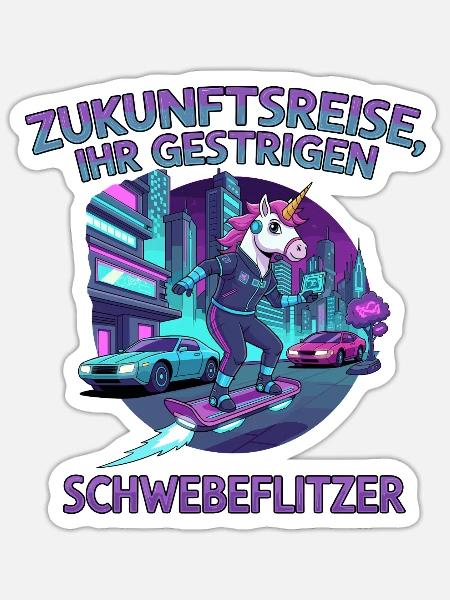 Zukunftseinhorn - Sticker Größe S (10 x 10 cm) - Mattweiß