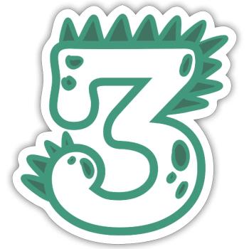 Number 3 - Sticker size S (10 x 10 cm) - white matte - Front