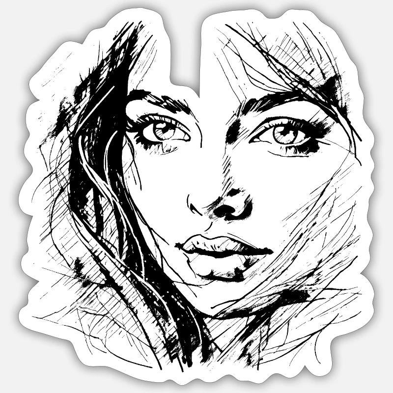 Frauengesicht Sticker Größe S (10 x 10 cm)