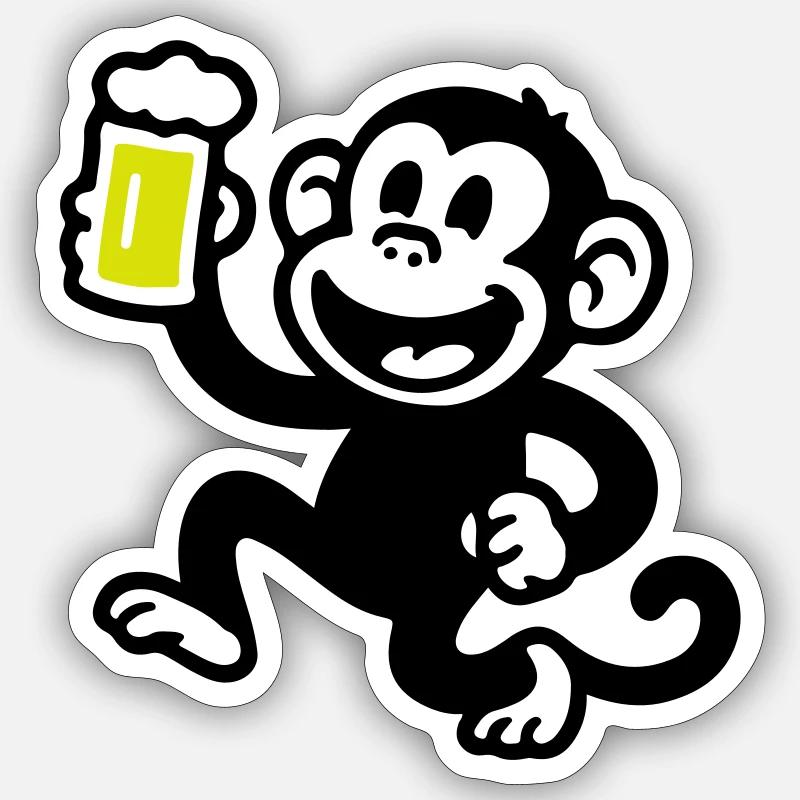 Monkey Beer Funny Sticker size S (10 x 10 cm)