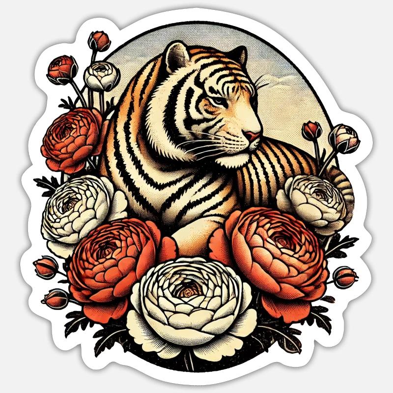 Tiger - Sticker Größe S (10 x 10 cm) - Mattweiß