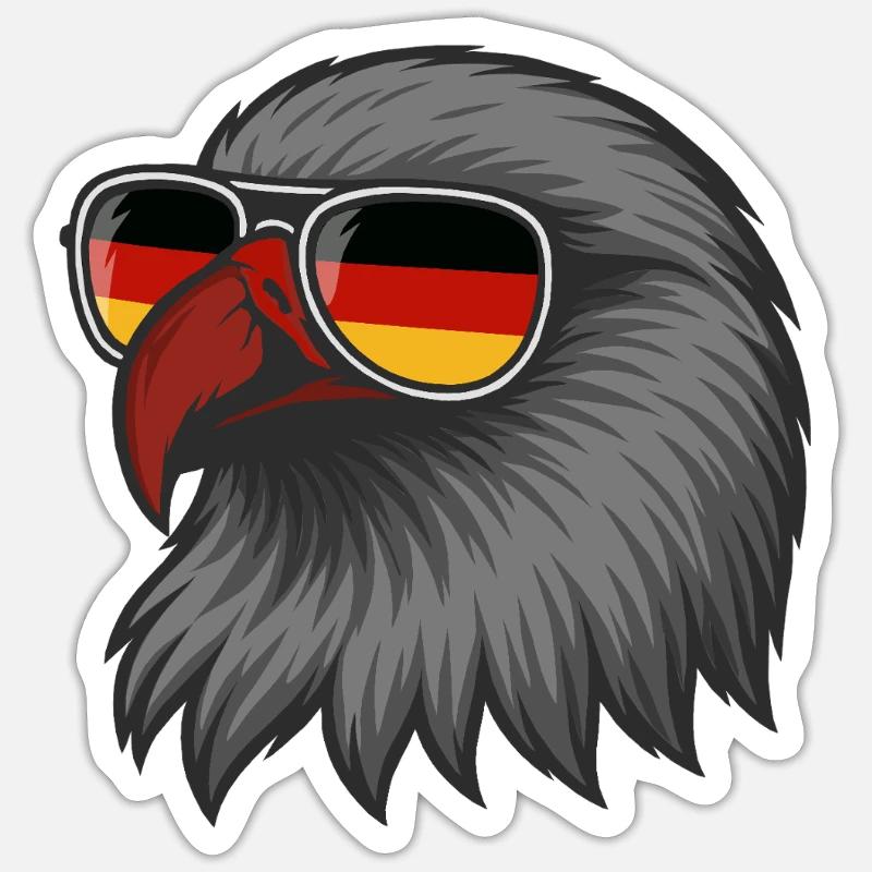 German Eagle with flag in DE glasses Sticker size S (10 x 10 cm)