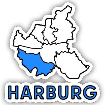Harburg, un quartier de Hambourg - Sticker taille S (10 x 10 cm) - blanc mat - Devant
