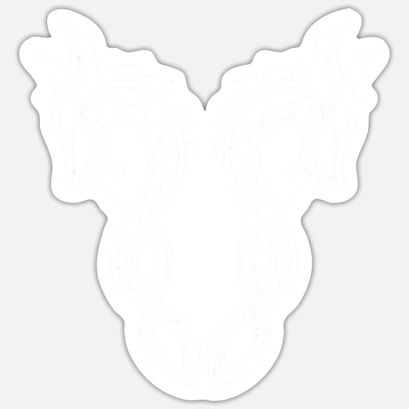 Dragon blanc à deux têtes - Sticker taille S (10 x 10 cm) - blanc mat