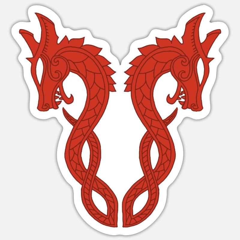 Red two-headed dragon - Sticker size S (10 x 10 cm) - white matte