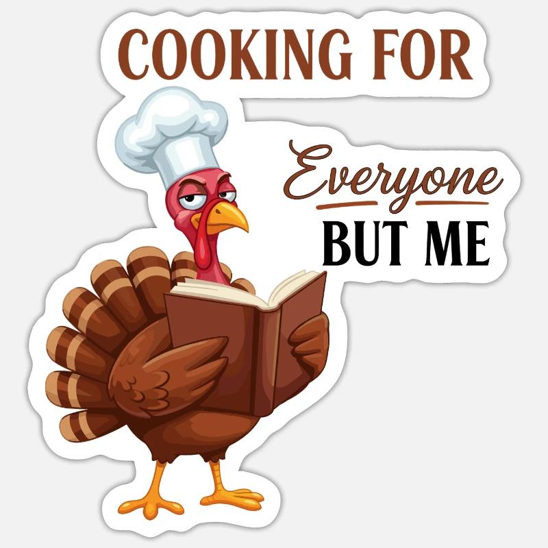 Cooking grouch turkey - Sticker size S (10 x 10 cm) - white matte