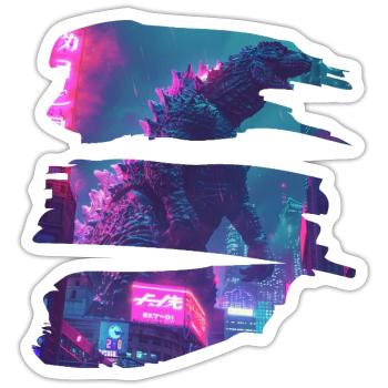 Neonzilla – When Tokyo Burns - Sticker size S (10 x 10 cm) - white matte - Front